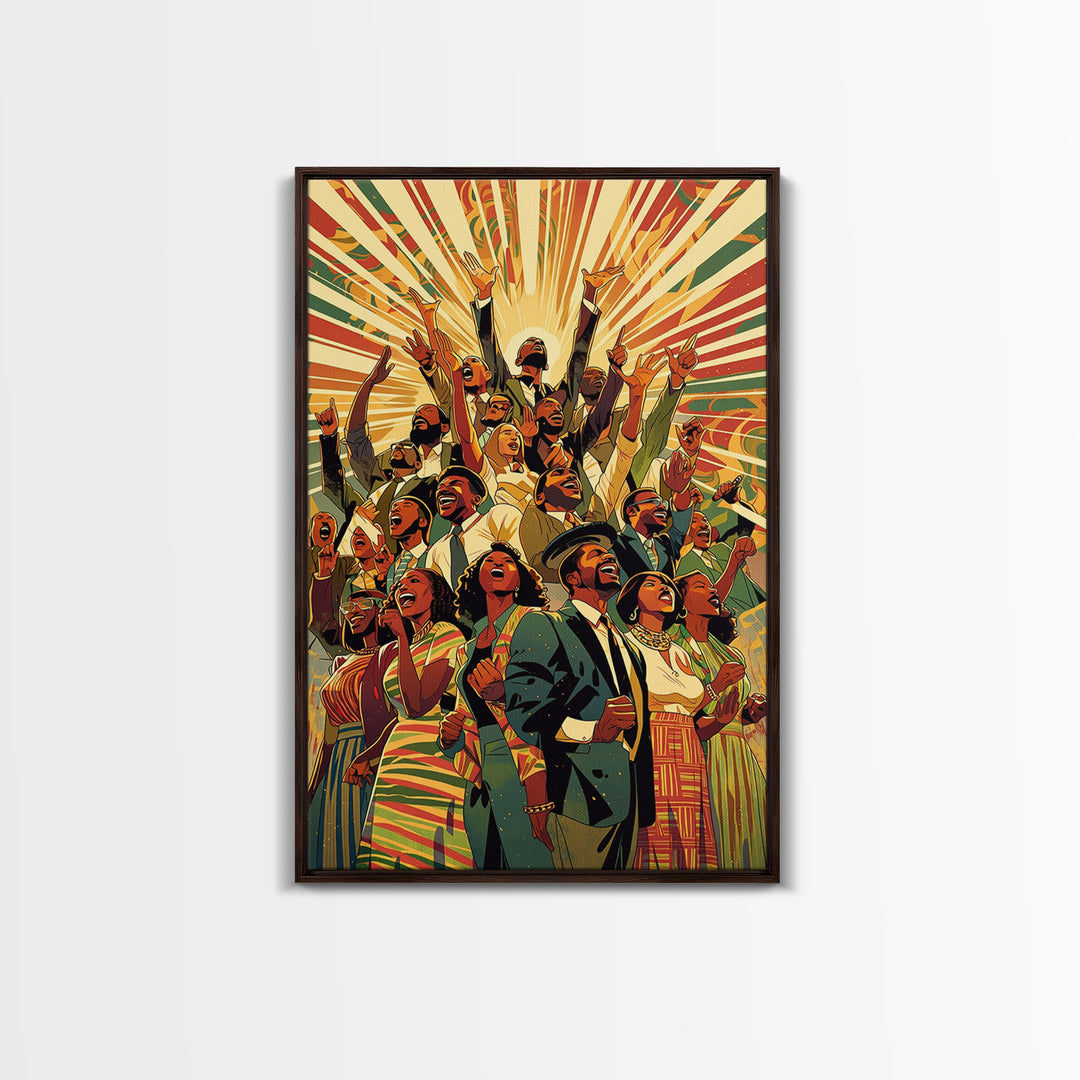 Joyful African Celebration Wall Art, Afrocentric Art, Black Culture Art, African American Art Prints, Colorful Home Decor