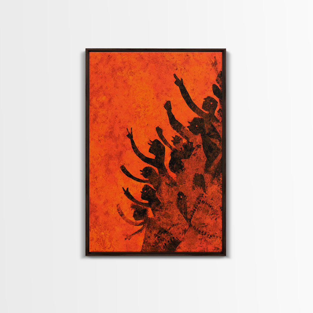 Orange African Dance Silhouettes Wall Art, African Celebration, Black Women Art, Afrocentric Decor, Empowerment Gift For Her