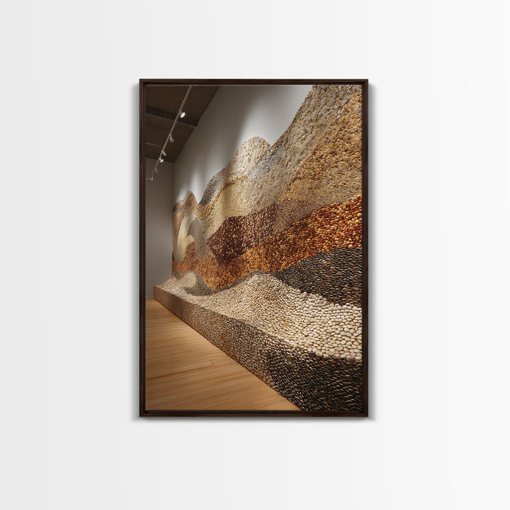 Gallery Stone Mosaic Wave Landscape, Large Textured Wall Art, Earth Tone Decor, Contemporary Art Print, Unique Canvas Print