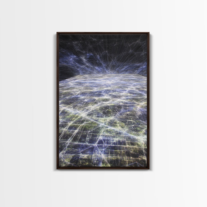 Futuristic Earth Data Horizon Canvas Print, Afrofuturism Decor, Digital Network Art, Modern Space Wall Decor For Office Gift
