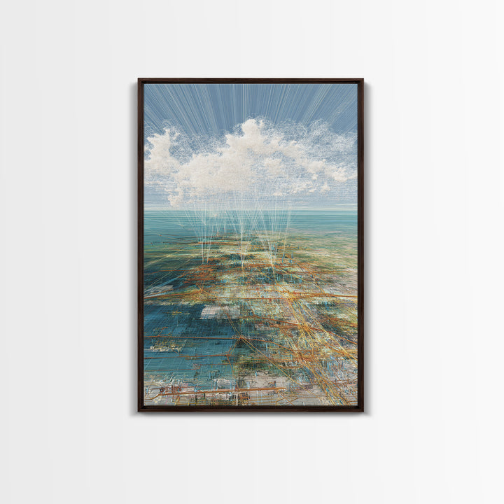 Dreamy Ocean Cloud Abstract Wall Art, Blue Coastal Landscape Print, Modern Nature Scene Decor, Serene Home Office Art Gift