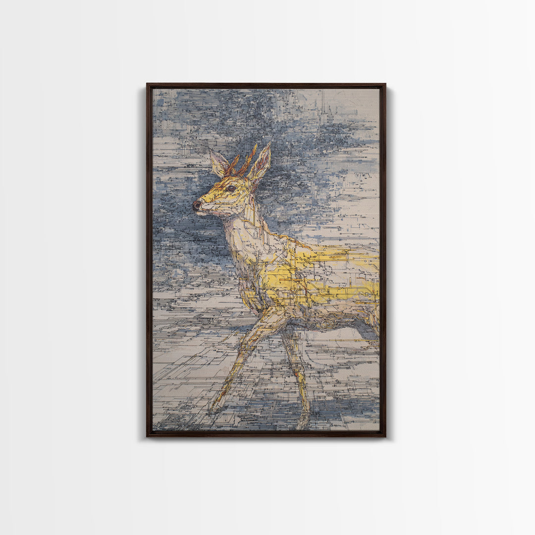 Minimalist Antelope Line Drawing Canvas Print, African Animal Art, Safari Decor, Neutral Wildlife Wall Art, Nature Art Gift
