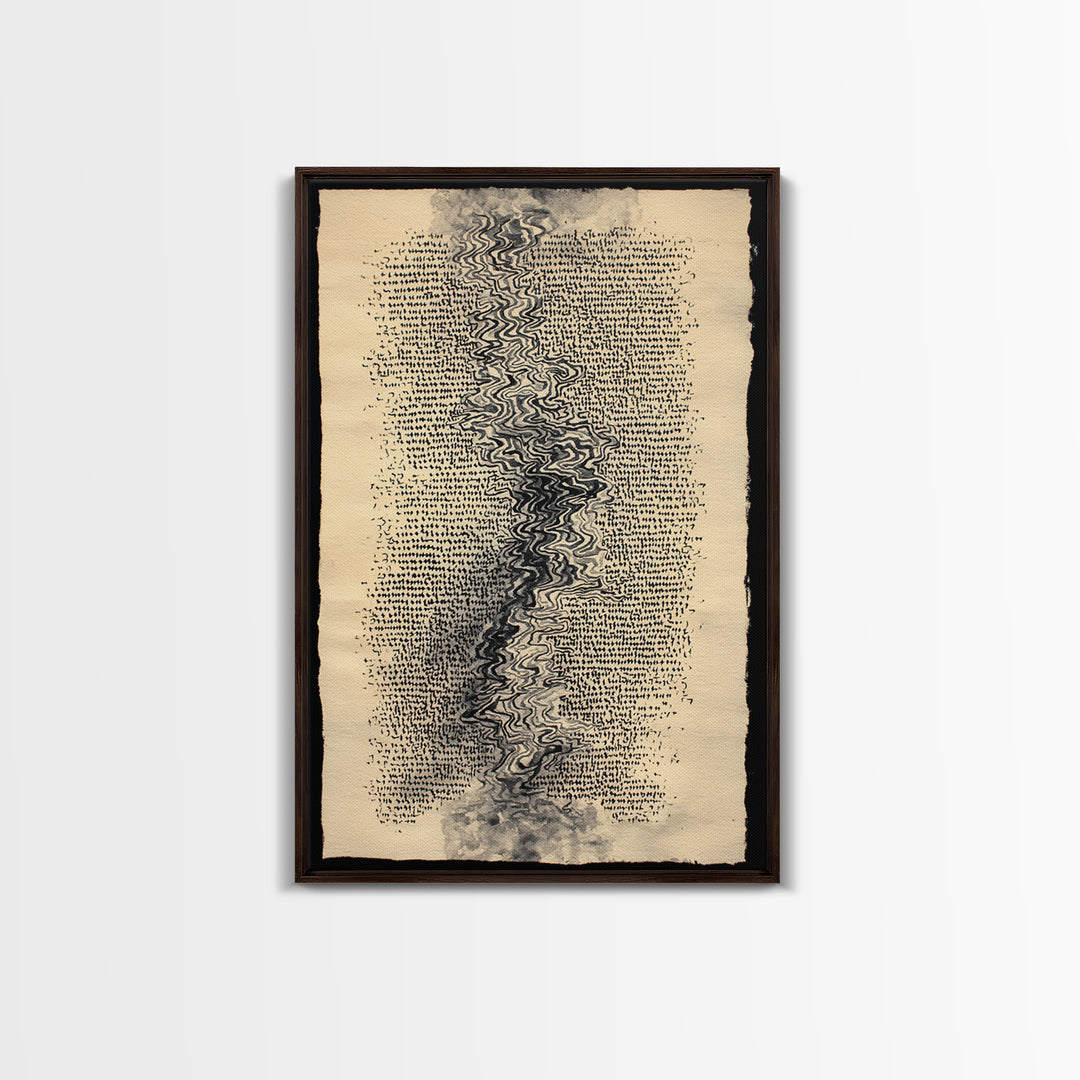 Antique Parchment Abstract Calligraphy Canvas Print, Ancient Manuscript Texture, Neutral Boho Wall Decor, Spiritual Art Gift