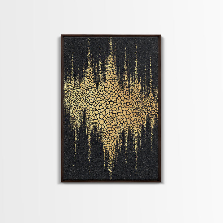 Gold Black Abstract Africa Map Canvas Print, Cracked Mosaic Texture, African Wall Art, Luxury Modern Statement Home Decor Gift