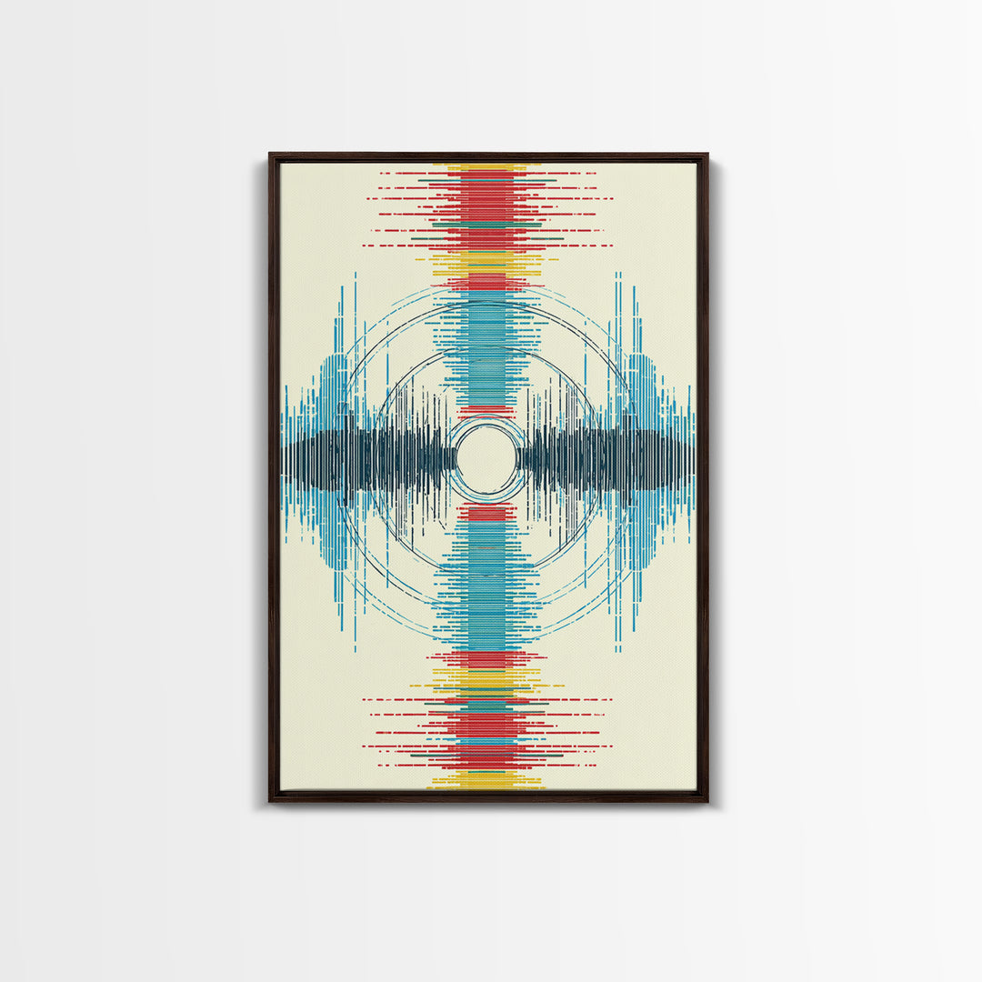 Vibrant Soundwave Circles In Red Blue Yellow Wall Art, Abstract Geometric Print, Modern Office Decor, Digital Art Africa