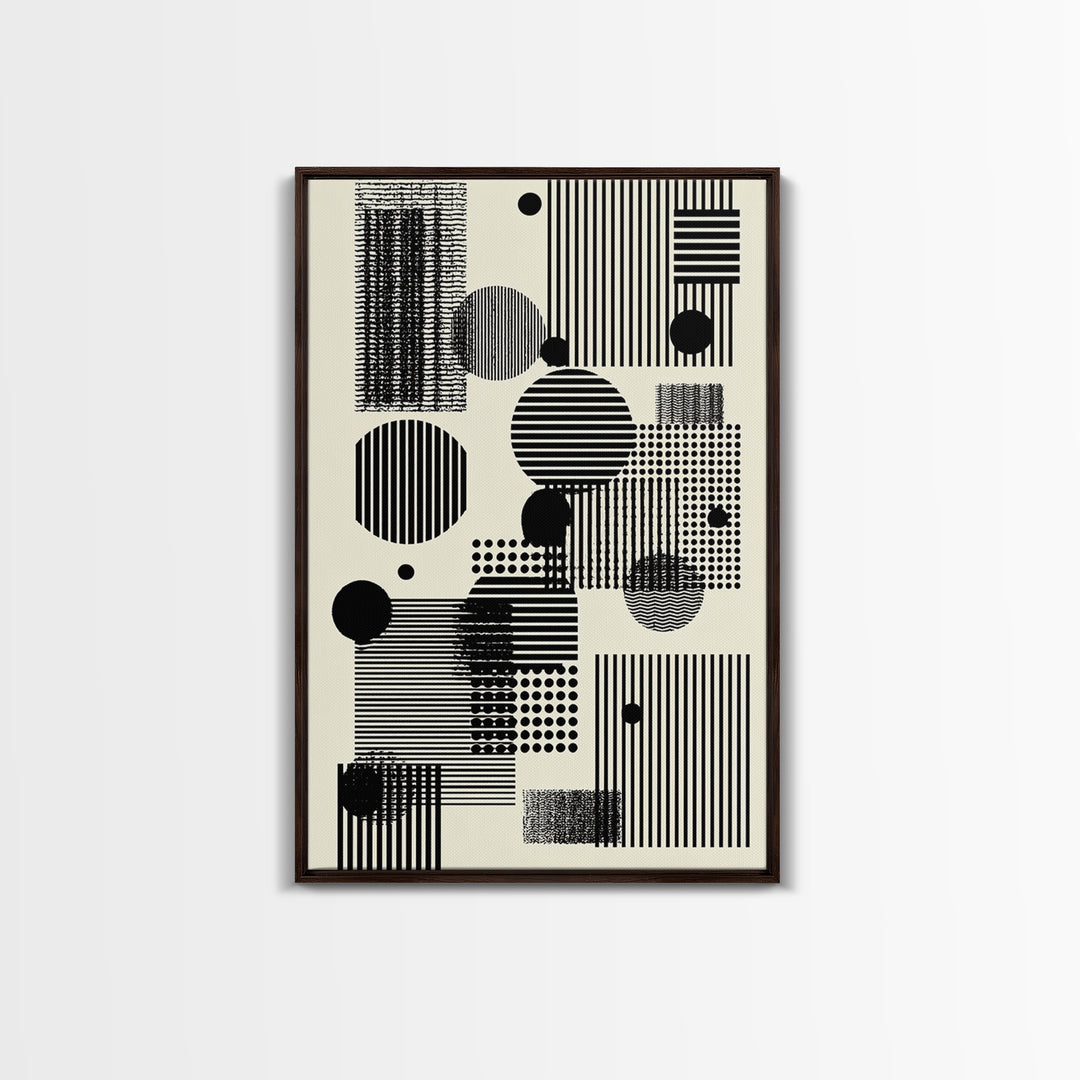 Minimal Black White Circles Stripes And Dots Wall Art, Geometric Wall Art, Minimalist Decor, Abstract Art Print, Modern Home Decor