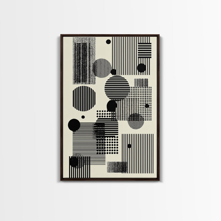 Minimal Black White Circles Stripes And Dots Wall Art, Geometric Wall Art, Minimalist Decor, Abstract Art Print, Modern Home Decor