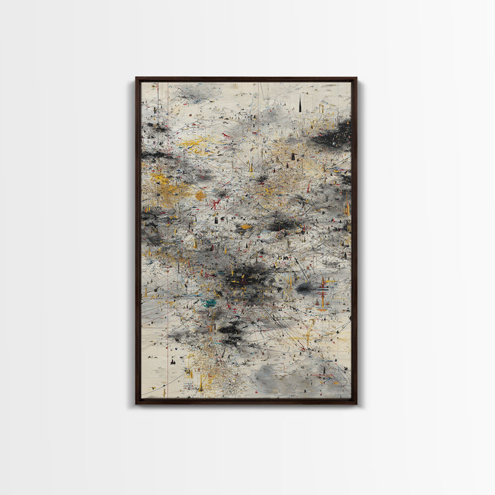 Neutral Abstract Storm Map Wall Art, Modern Canvas Art, Black Gold Minimalist Decor, Contemporary Office Art Print For Home