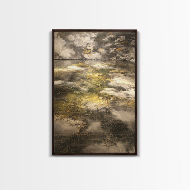 Atmospheric Gold Cloudscape Wall Art, Abstract African Art, Earth Tone Wall Art, Luxury Canvas Print, Modern Home Decor Gift