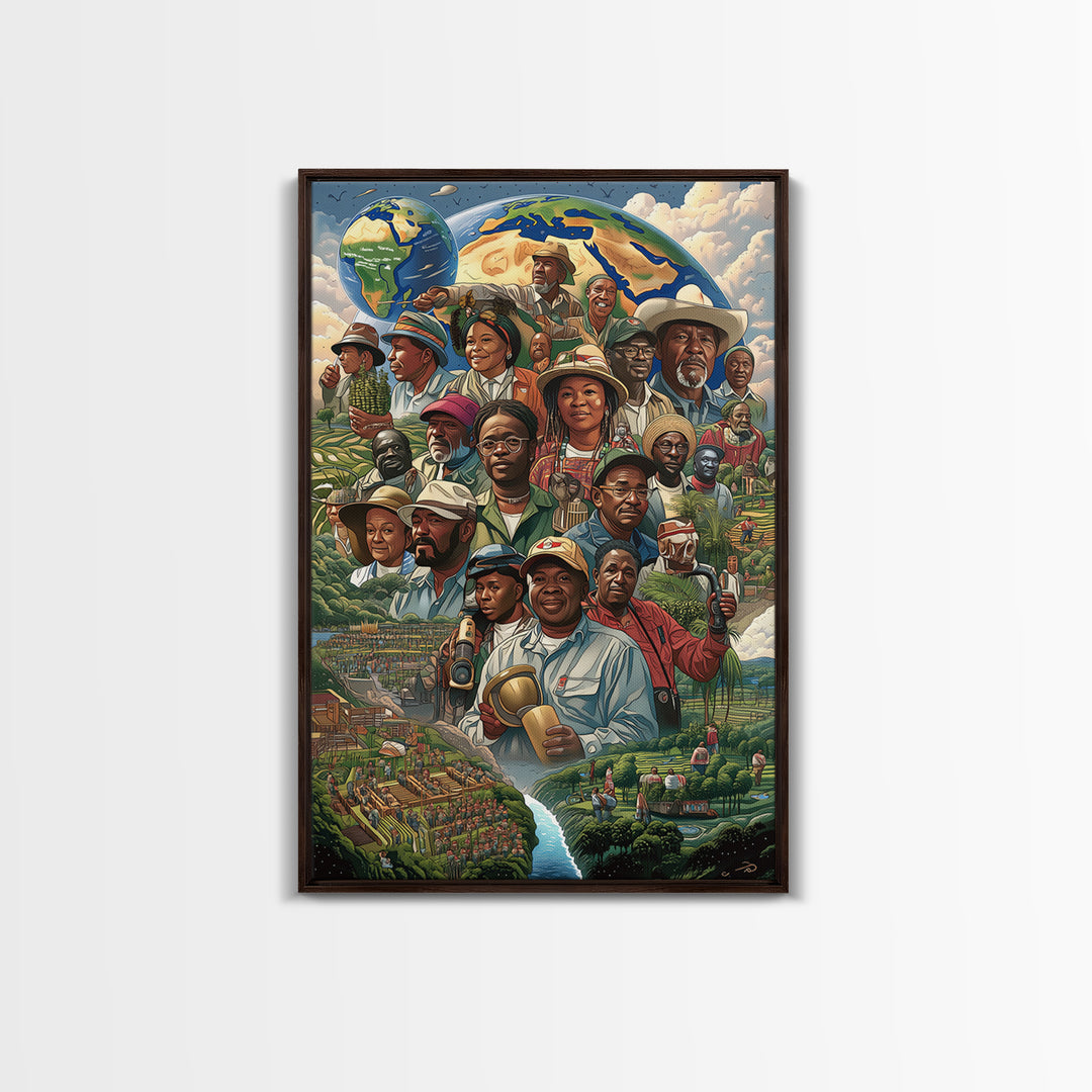 African Community Farmers Portrait Wall Art, Afrocentric Art Print, Black Culture Decor, Unique Motherland Living Room Home Decor Gift