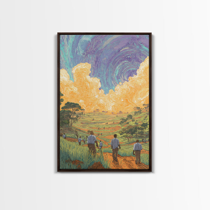 Rolling African Valley With Golden Clouds Canvas Print, African Landscape Wall Art, Nature Scene Art, Earth Tone Home Decor