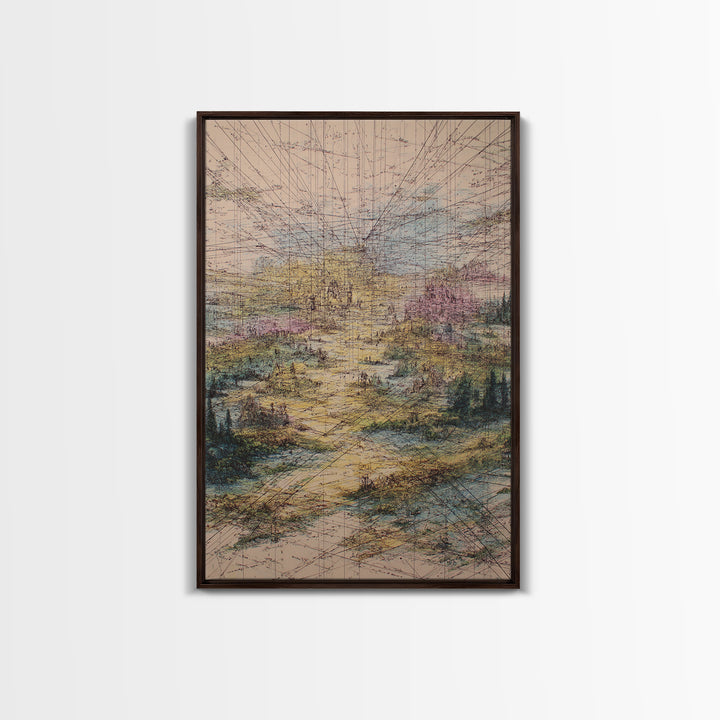 Pastel Pathway Abstract Wall Art, Dreamy Landscape Print, Modern Office Decor, Textured Blue Pink Large Canvas, Home Decor Gift