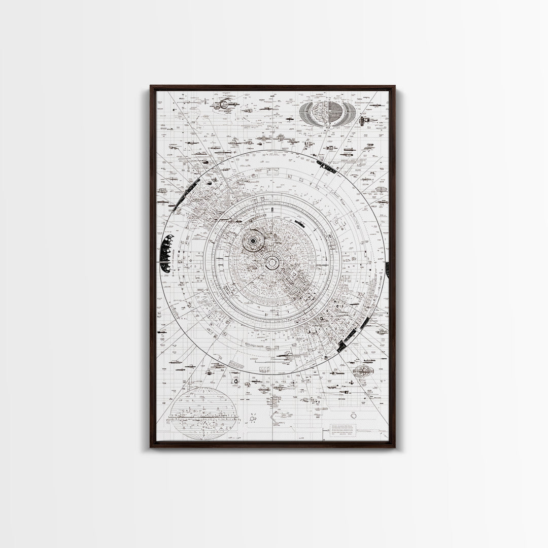 Intricate White Celestial Star Map Diagram Wall Art, Astronomy Blueprint Poster, Minimalist Office Decor, Cosmic Digital Print