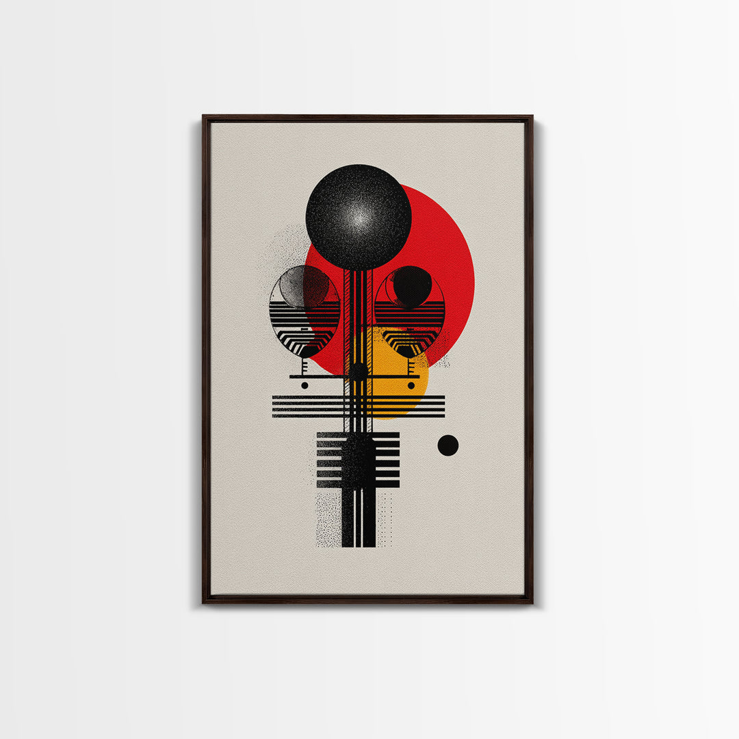 Geometric Afro Abstract Canvas Print, Red Black Gold Modern Wall Decor, African Inspired Minimalist Art, Bold Home Decor
