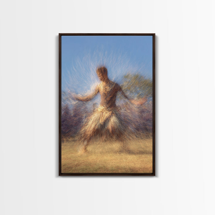 Blurred African Dancer In Grass Skirt, African Wall Art, Afrocentric Canvas Print, Cultural Home Decor, Warrior Dance Gift