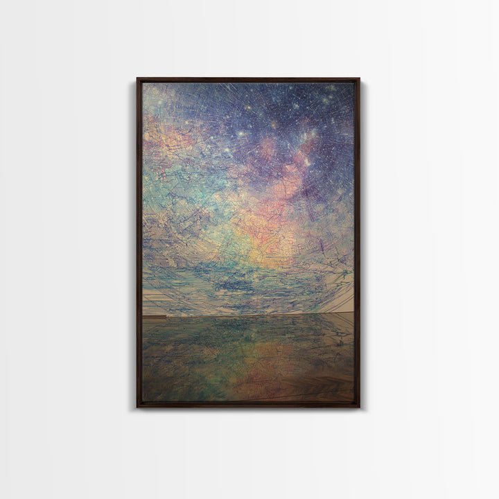 Pastel Cosmic Ocean Horizon, Dreamy Wall Art, Abstract Canvas Print, Spiritual Landscape Home Decor, Meditation Room Gift