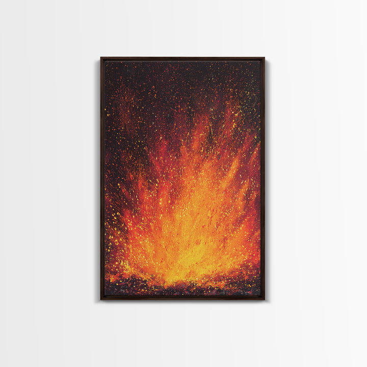 Golden Fireburst Abstract Canvas Print, Red Orange Spark Painting, Modern Wall Decor, Bold Statement Art, Luxury Canvas Gift