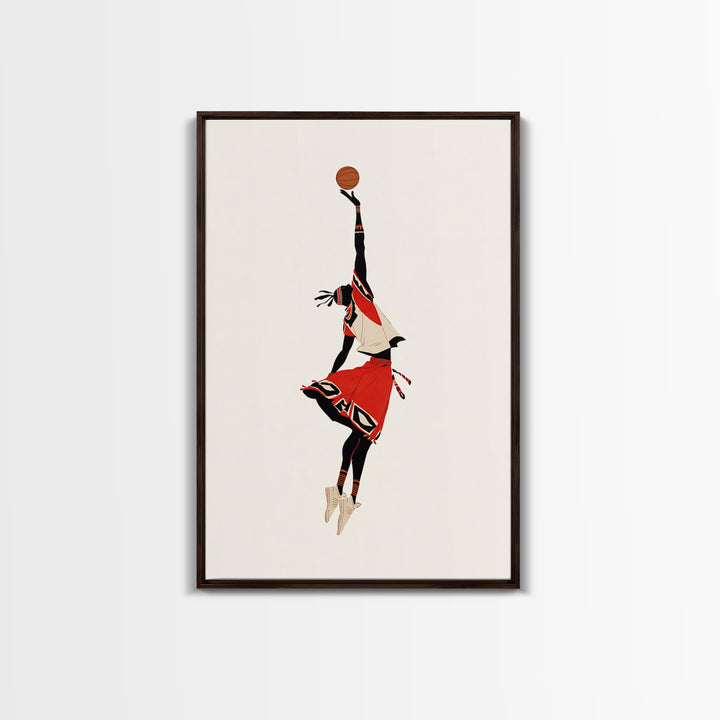 Maasai Warrior Basketball Leap Wall Art, African Warrior Art, African Wall Decor, Afrocentric Sports Canvas Print Gift Decor