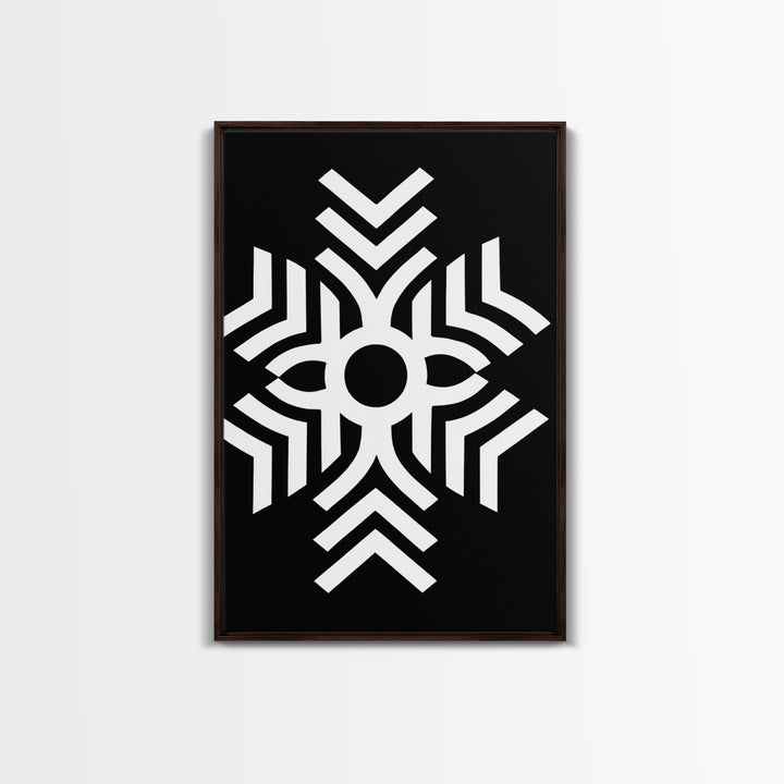 Black And White Tribal Geometric Symbol Wall Art, Afrocentric Abstract Print, African Pattern Decor, Modern Minimalist Canvas