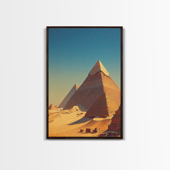 Golden Sand Egyptian Pyramids Wall Art, Ancient African Art Print, Sahara Desert Landscape, Travel Poster, Office Decor Gift