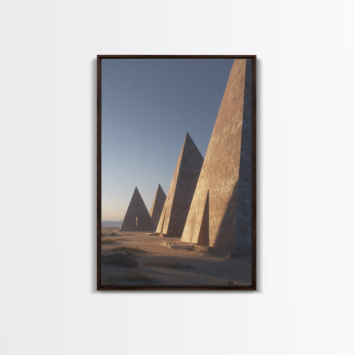 Row Of Monumental Pyramids Wall Art, African Egyptian Art Print, Modern Architecture, Desert Landscape, Statement Wall Decor