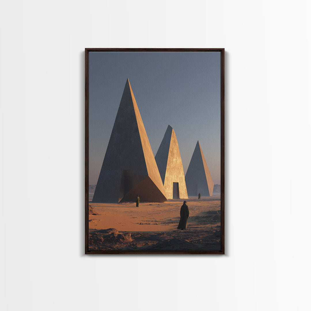 Modern Nubian Pyramids At Sunset Wall Art, African Egyptian Art Print, Ancient African Decor, Desert Architecture Poster