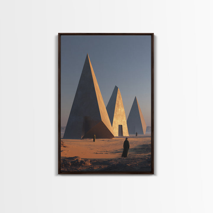 Modern Nubian Pyramids At Sunset Wall Art, African Egyptian Art Print, Ancient African Decor, Desert Architecture Poster