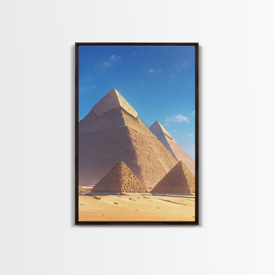 Sunlit Giza Pyramid Close Up Canvas Print, African Egyptian Art, Ancient African Wall Art, Desert Travel Poster, Home Decor