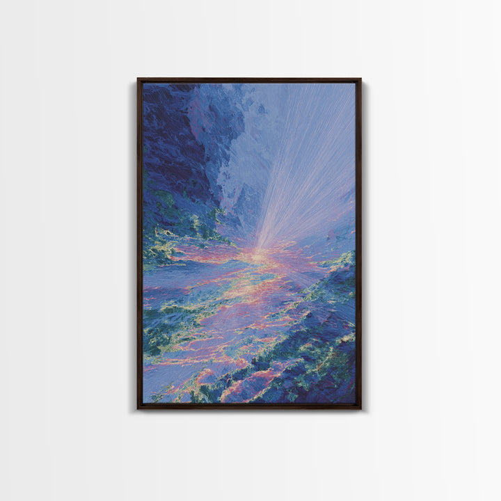 Radiant Blue Ocean Sunrise Wall Art, Abstract Seascape Canvas Print, Coastal Home Decor, Dreamy Beach Art, Large Wall Decor