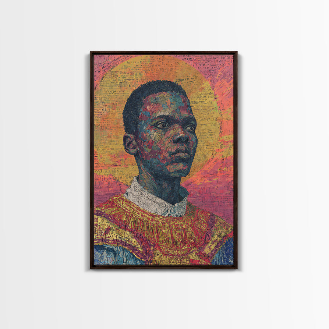 Radiant Black Man Portrait With Golden Halo Wall Art, African American Art, Afrocentric Decor, Black Culture Gift, Statement Home Decor