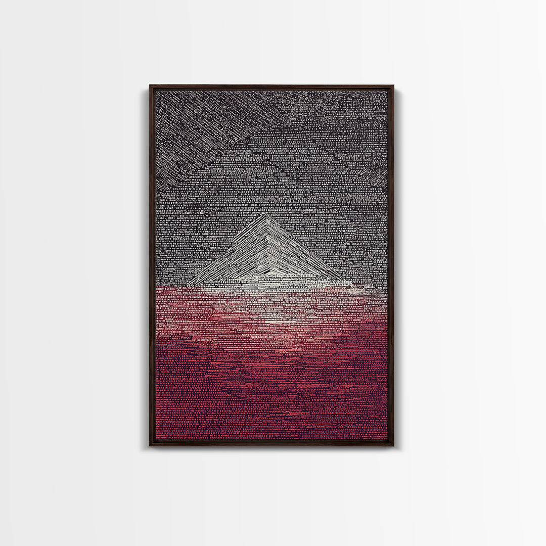 White Pyramid Over Crimson Horizon Wall Art, African Egyptian Art, Geometric Wall Art, Modern Black Decor, Statement Gift