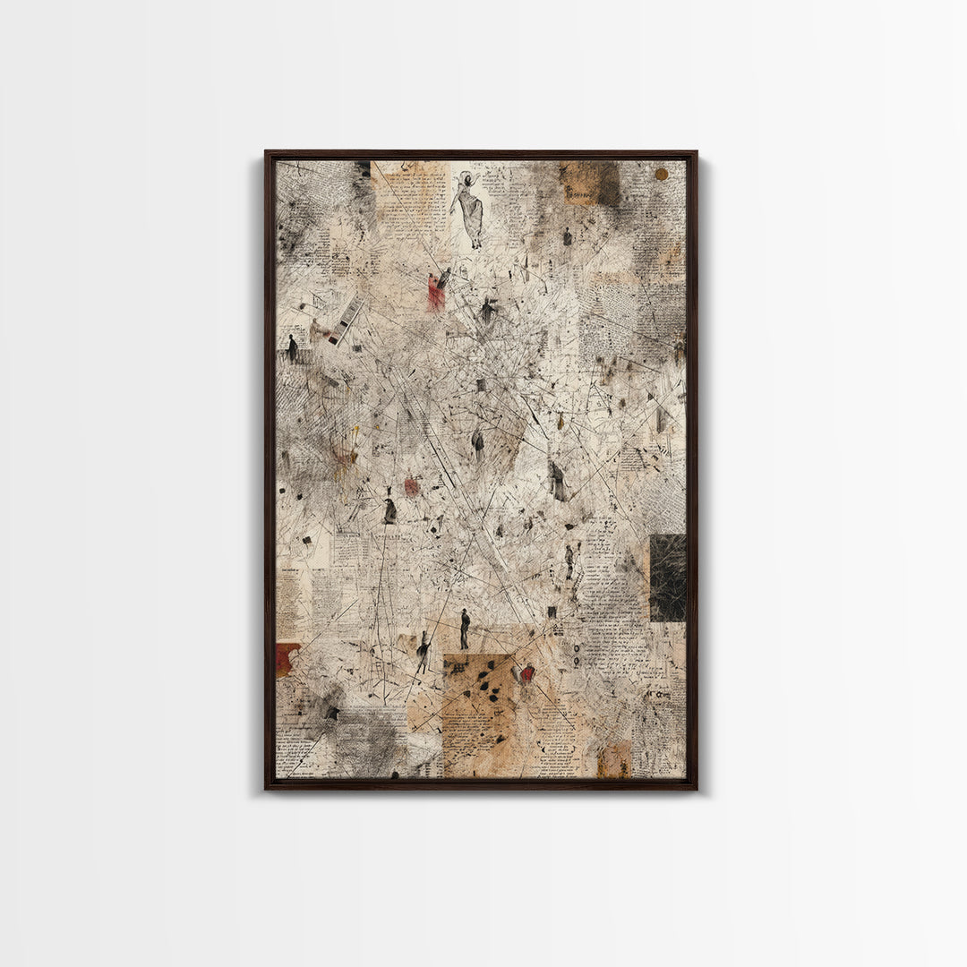 Minimal Abstract Figures On Parchment Wall Art, Contemporary Art, Ethnic Wall Decor, Neutral Gallery Art, Unique Gift For Art Lovers