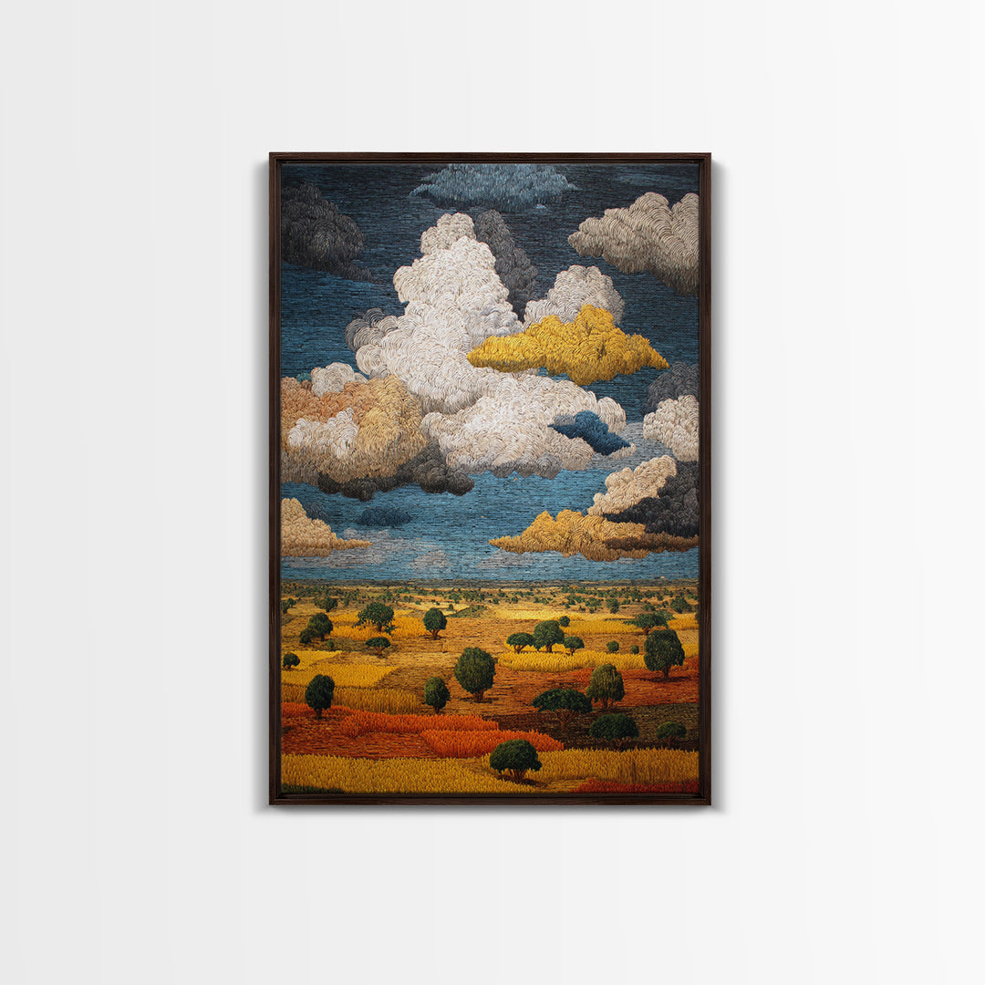 African Savanna Under Golden Storm Clouds Wall Art, Textured Landscape Canvas, Afrocentric Decor, Safari Home Gift For Living Room