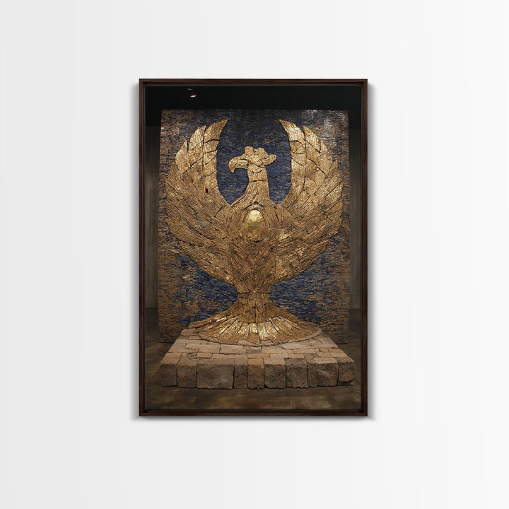 Monumental Golden Phoenix Wall Art, African Inspired Sculpture Decor, Black And Gold Art, Luxury Canvas Art, Statement Wall Decor