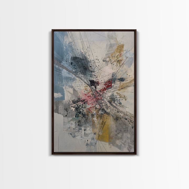 Dynamic Urban Network Abstraction Canvas Print, Abstract Wall Art, Modern Office Decor, Contemporary Blue Beige Home Decor