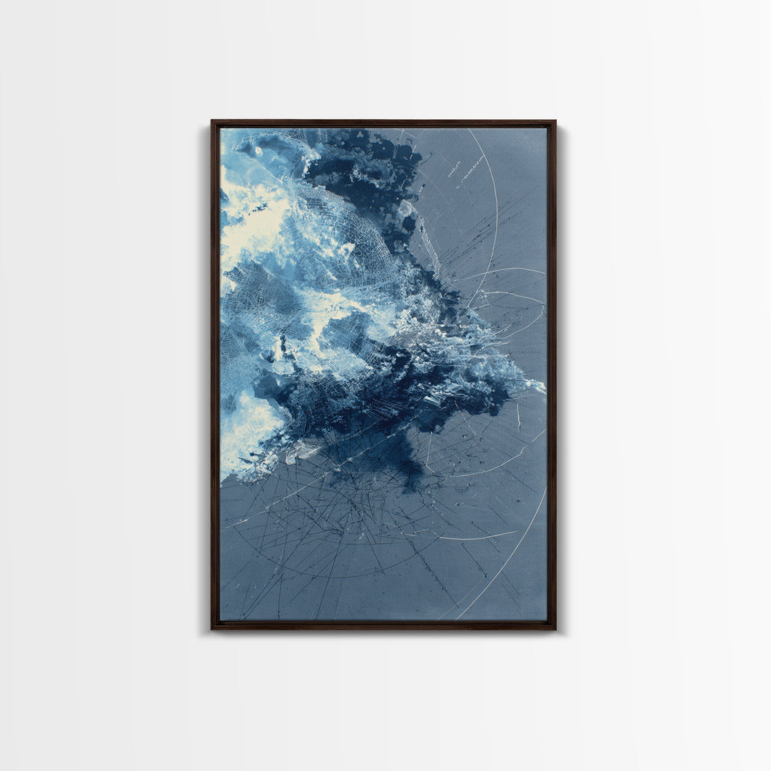 Blue Storm Abstract Energy Canvas Print, Modern Wall Decor, Large Abstract Wall Art, Contemporary Office Decor Gift For Home