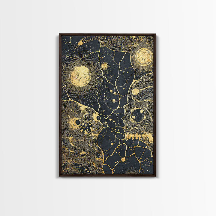 Gold Celestial Animal Constellation Wall Art, Black And Gold Canvas Print, Mystical Cosmic Decor For Living Room And Office
