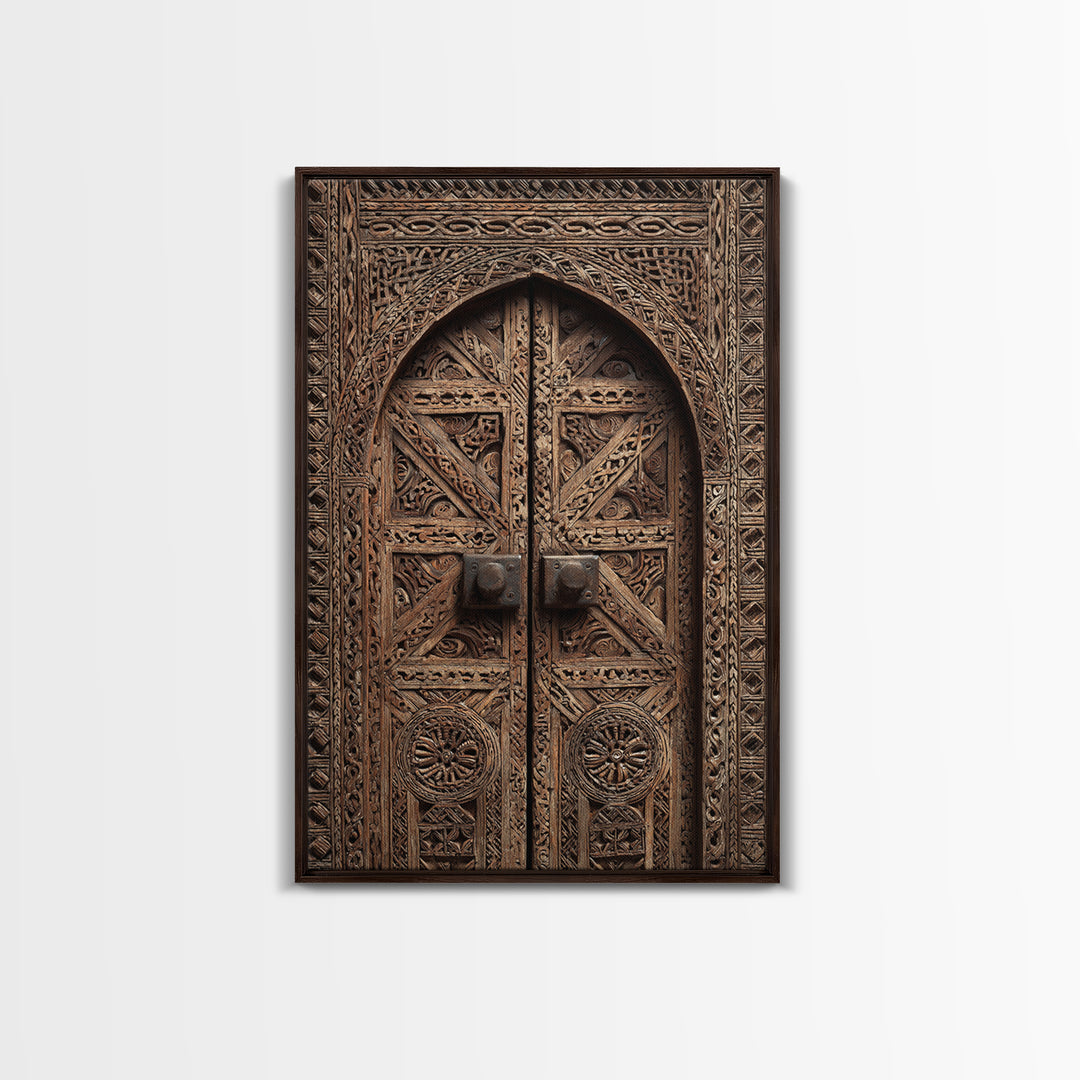 Intricate Rustic African Carved Door Wall Art, African Home Decor, Tribal Patterns, Wooden Architecture Poster Print, Housewarming Gift