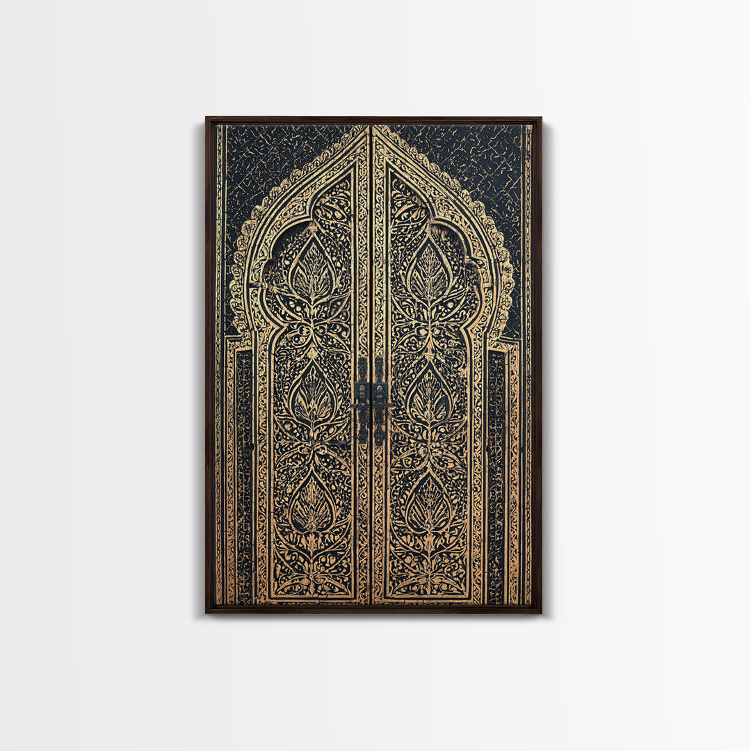 Black And Gold Ornate African Door Canvas Print, African Wall Art, Luxury Canvas Art, Spiritual Wall Decor, Boho Decor, Gold Black Canvas