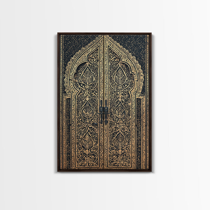 Black And Gold Ornate African Door Canvas Print, African Wall Art, Luxury Canvas Art, Spiritual Wall Decor, Boho Decor, Gold Black Canvas
