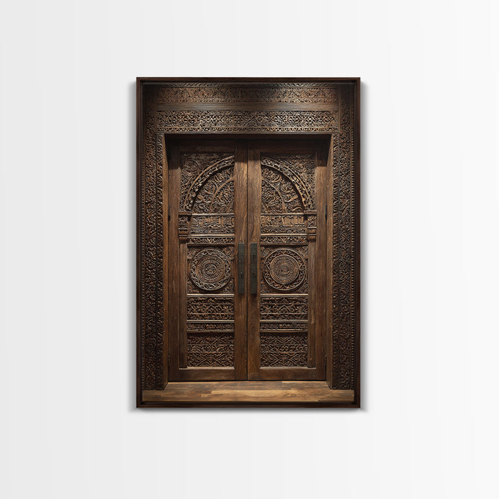 Dark Ornate African Wooden Door Wall Art, African Home Decor, Cultural Wall Decor, Rustic Decor, Statement Wall Piece, Carved Wood