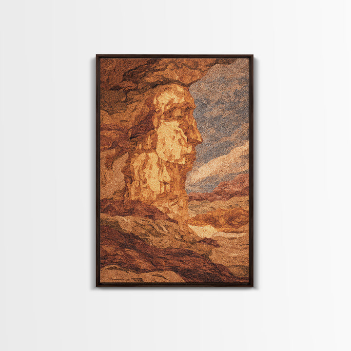 Ancient Sphinx Desert Profile Framed Canvas Print, African Egyptian Art, Terracotta Landscape Decor, Mystical Wall Art Gift