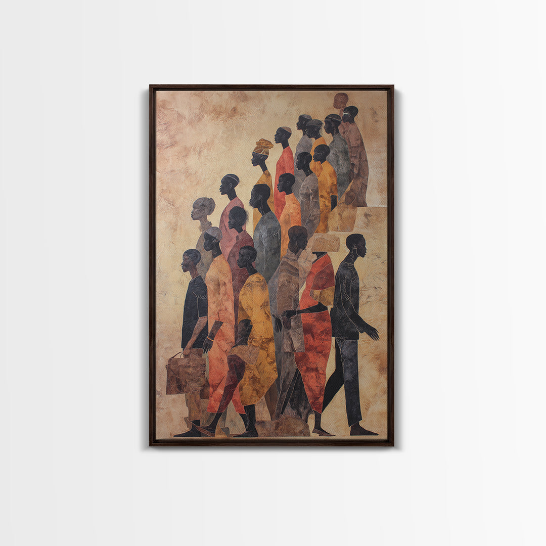African Diaspora Procession Of Figures Wall Art, African American Art, Black Culture Art, Cultural Wall Art, Modern Black Art
