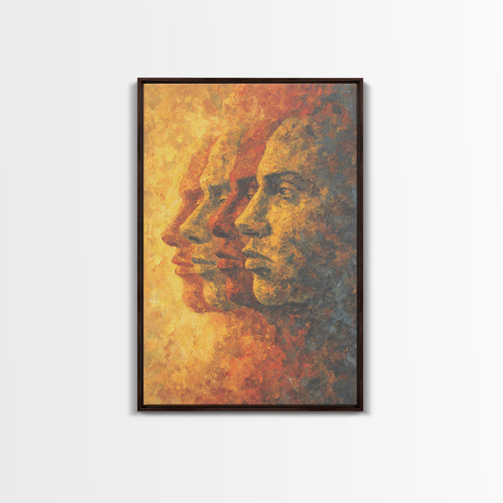 Warm Abstract African Faces Wall Art, Modern African Art, Cultural Portrait Canvas Print, Earth Tone Office Decor Gift For Her