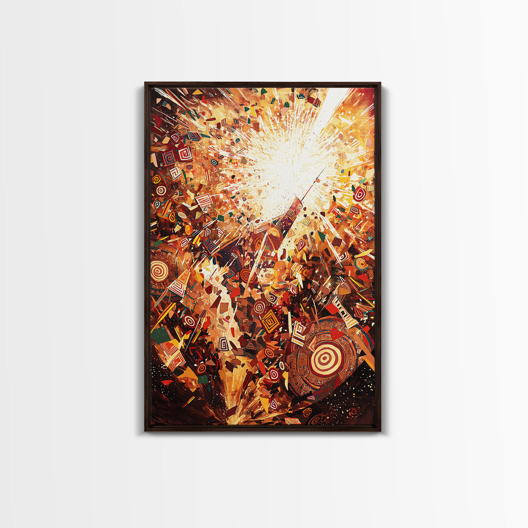 Explosive African Celebration Abstract Wall Art, Colorful Ankara Patterns, Afrocentric Decor, Vibrant Cultural Canvas Print
