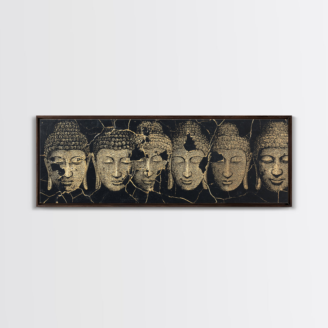 Serene Gold African Mask Wall Art, Tribal Face Portraits, Black Gold Canvas Print, Cultural Home Decor, Elegant Black Art