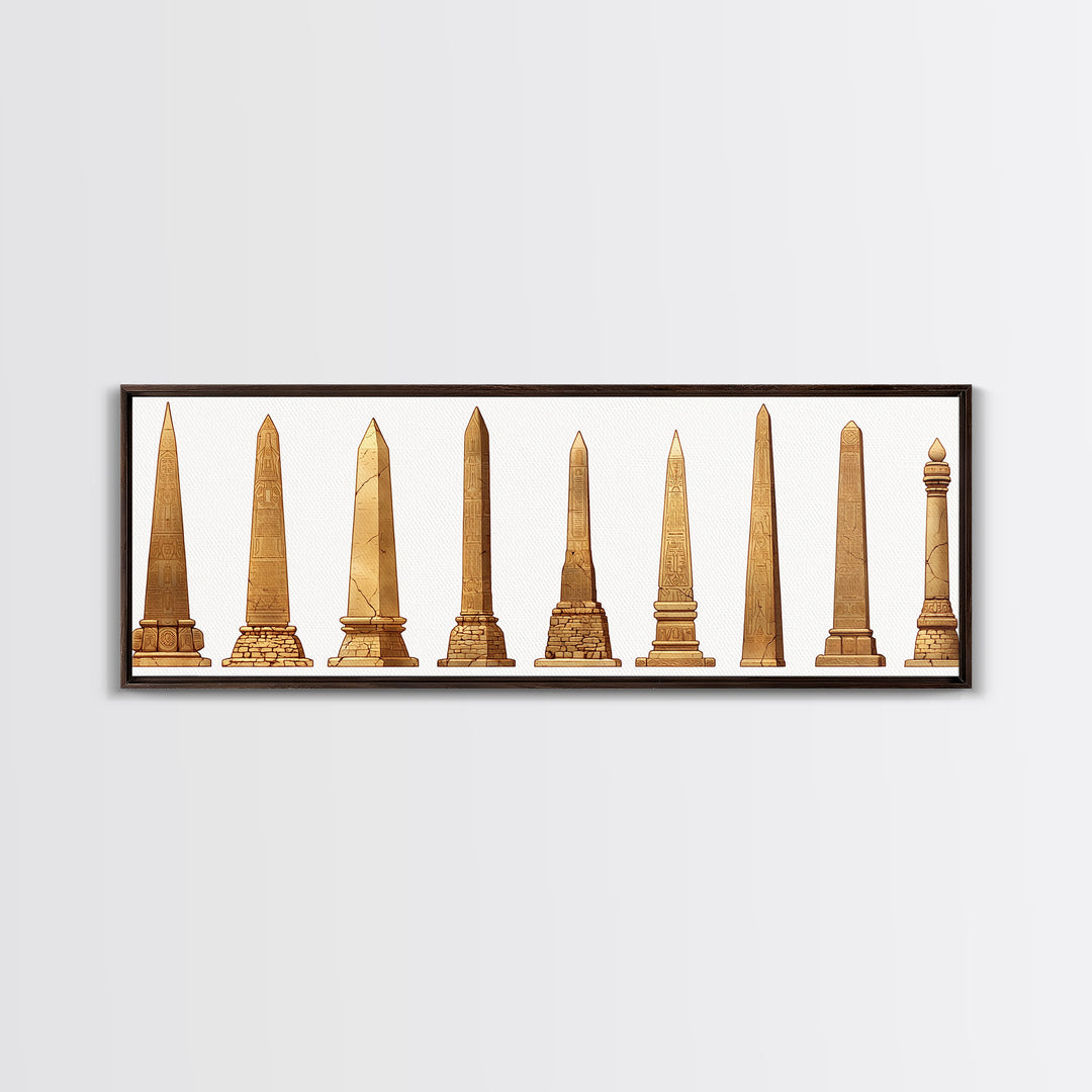 Egyptian Obelisk Collection Wall Art, Ancient African Art, Minimalist Canvas Print, Neutral Museum Gallery Home Decor Gift