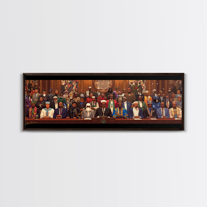Pan African Assembly Of Leaders Wall Art, African American Art, Black Culture Art, Cultural Wall Decor, Juneteenth Art Gift