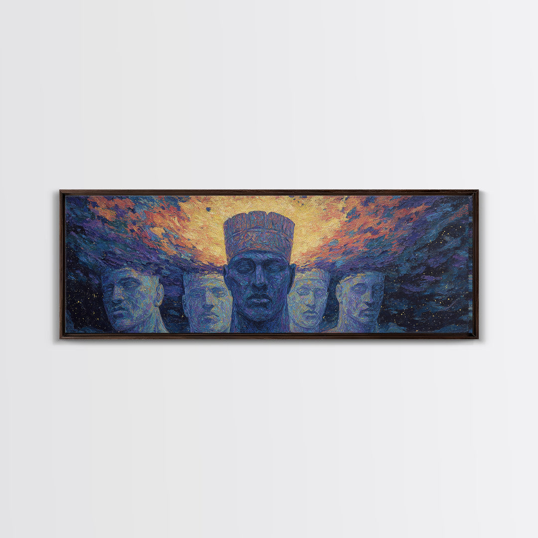 Cosmic Ancestral African Faces Canvas Print, African Portrait, Black African Art, Spiritual Wall Art, Afrocentric Home Decor