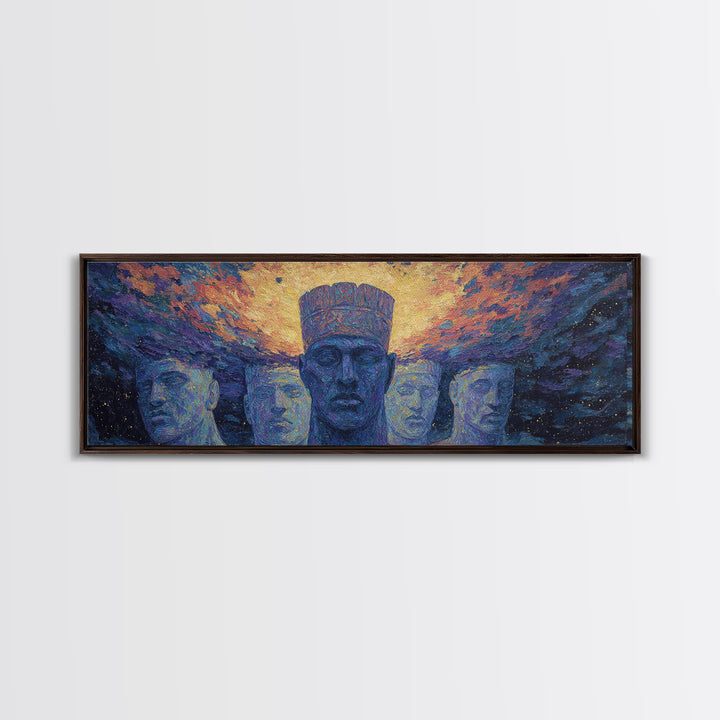 Cosmic Ancestral African Faces Canvas Print, African Portrait, Black African Art, Spiritual Wall Art, Afrocentric Home Decor